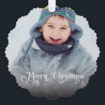 Merry Christmas Overlay Paper Ornament Card<br><div class="desc">Simple and elegant Christmas ornament card featuring a fancy calligraphic "Merry Christmas" overlay text on your custom photography.</div>