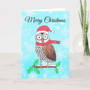Merry Christmas Owl Cute Festive Holiday Card