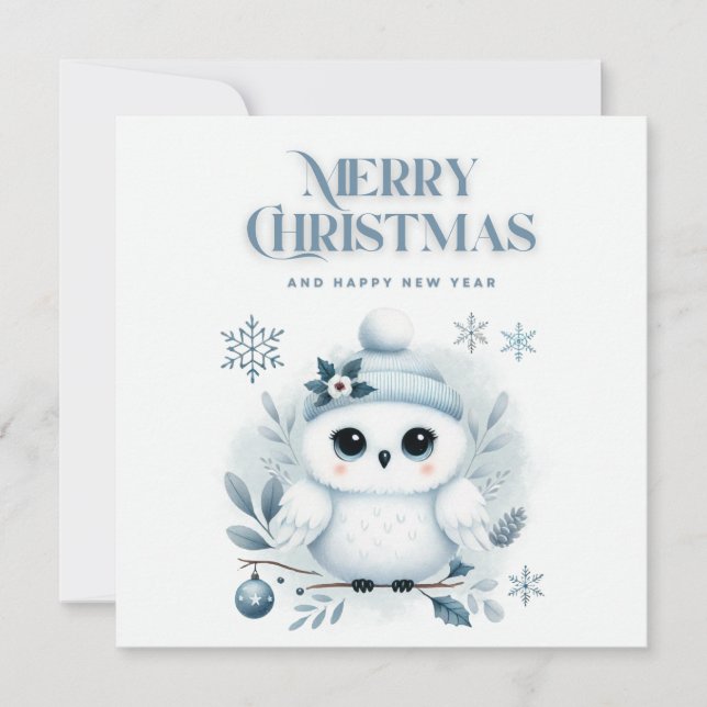 Merry Christmas Owl  Invitation (Front)