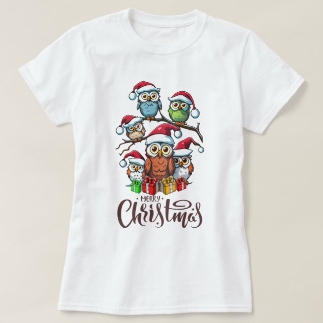 Merry Christmas Owl Squad T-Shirt (Design Front)