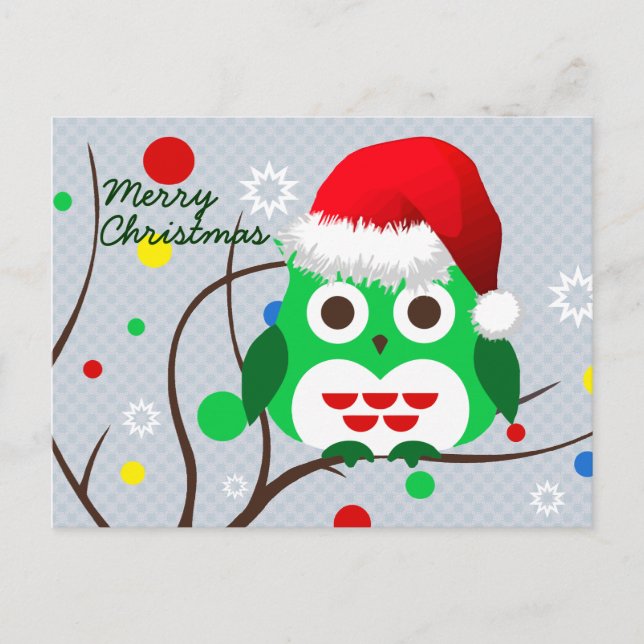 Merry Christmas Owl Trend Holiday Postcard (Front)