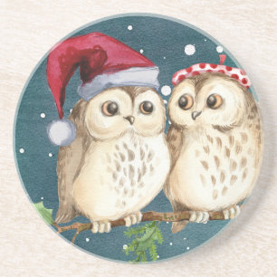 Merry-christmas Owls Coaster