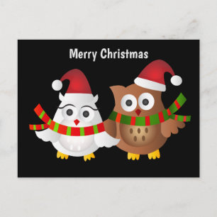 Merry Christmas Owls Postcard