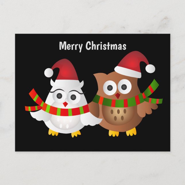 Merry Christmas Owls Postcard (Front)