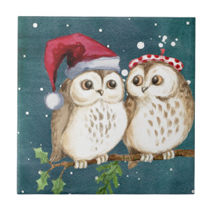 Merry-christmas Owls Tile