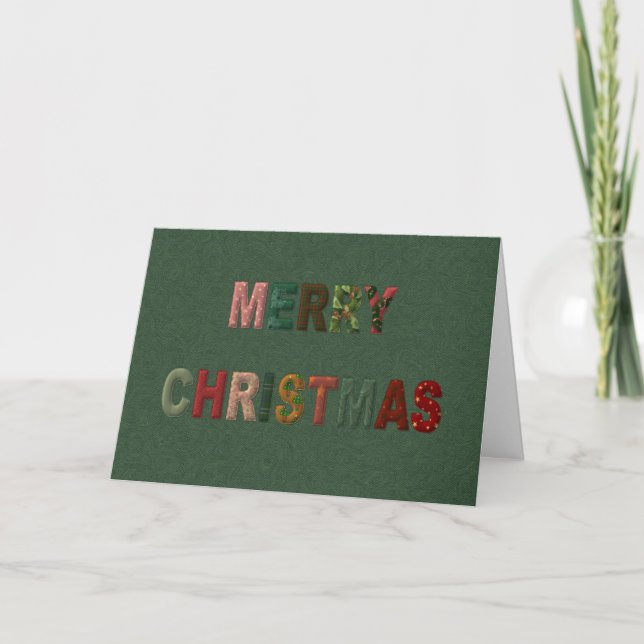 Merry Christmas Padded Letters Holiday Card (Front)