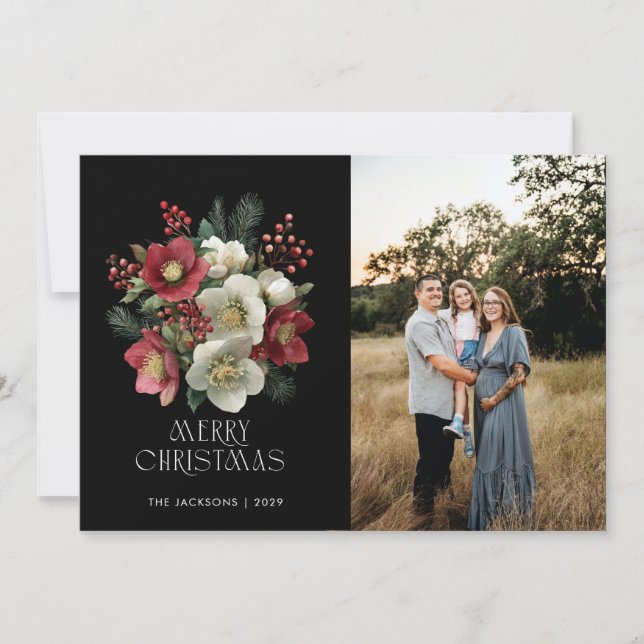 Merry Christmas Painterly Hellebore Holiday Design (Front)