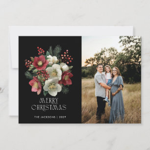 Merry Christmas Painterly Hellebore Holiday Design Card