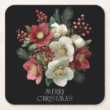 Merry Christmas Painterly Hellebore Holiday Design