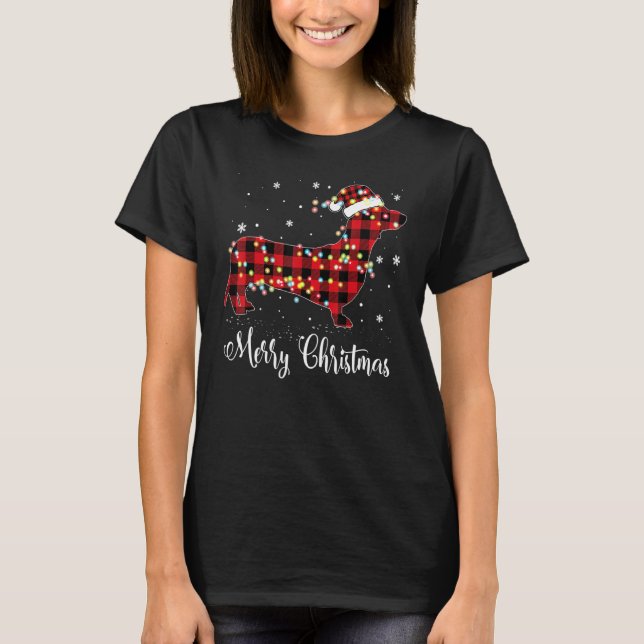 Merry Christmas Pajama  Dachshund Dog  Men Women T-Shirt (Front)