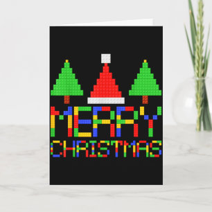 Merry Christmas Pajamas Blocks Building Lovers Boy Card