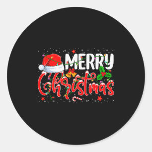 Merry Christmas Pajamas Christmas Tree Lights Xmas Classic Round Sticker