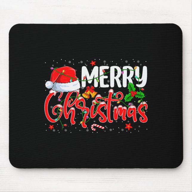 Merry Christmas Pajamas Christmas Tree Lights Xmas Mouse Mat (Front)
