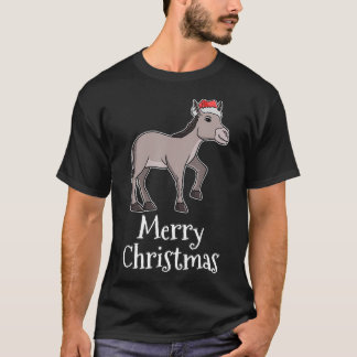 Merry Christmas Pajamas Donkey Santas Hat Gift Don T-Shirt