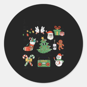 Merry Christmas Pajamas Family Matching Xmas Tree Classic Round Sticker