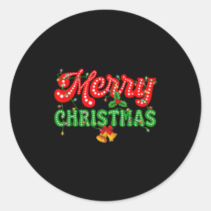 Merry Christmas Pajamas Family Matching Xmas Tree  Classic Round Sticker