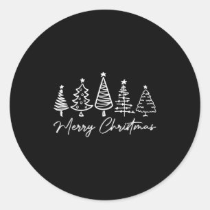 Merry Christmas Pajamas Family Matching Xmas Tree Classic Round Sticker