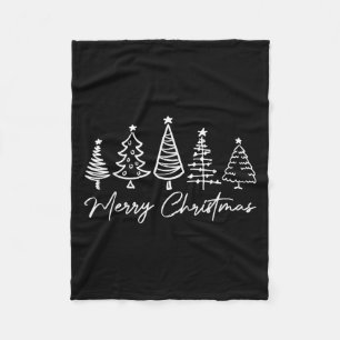Merry Christmas Pajamas Family Matching Xmas Tree  Fleece Blanket