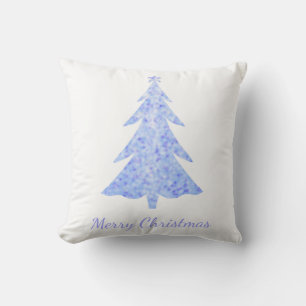 Merry Christmas, pale blue glitter christmas tree Cushion