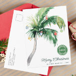 Merry Christmas Palm Tree Coastal Business Logo Holiday Postcard<br><div class="desc">A modern stylish holiday flat greeting card with modern and handwritten script typography featuring a decorated Palm Tree. Easily customise this card by clicking the "Personalise" button. Whether you're expressing gratitude, extending best wishes, or simply sharing the spirit of the season, our Custom Palm Tree Business Christmas Greetings Card is...</div>