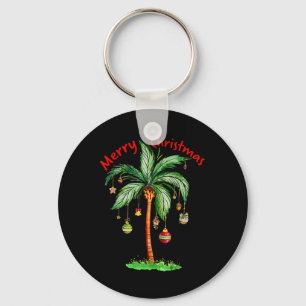Merry Christmas Palm Tree Hawaii Hawaiian Tropical Key Ring