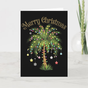 Merry Christmas Palm Tree Light Hawaiian Trocal Ch Card