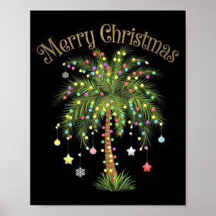 Merry Christmas Palm Tree Light Hawaiian Trocal Ch Poster