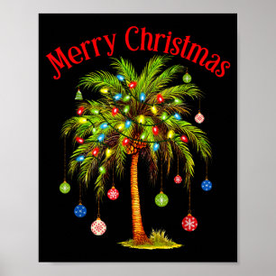 Merry Christmas Palm Tree Light Hawaiian Trocal Ch Poster