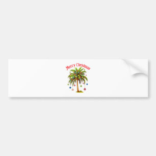 Merry Christmas Palm Tree Light Hawaiian Tropical  Bumper Sticker