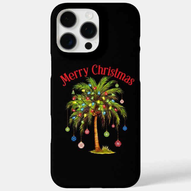 Merry Christmas Palm Tree Light Hawaiian Tropical  Case-Mate iPhone Case (Back)