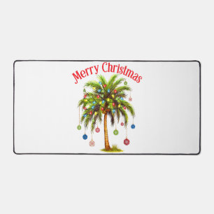 Merry Christmas Palm Tree Light Hawaiian Tropical  Desk Mat