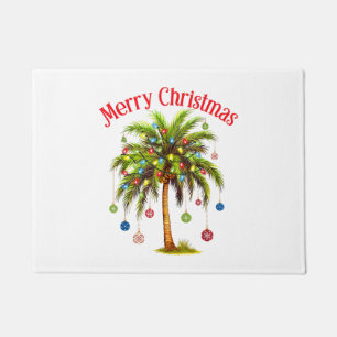 Merry Christmas Palm Tree Light Hawaiian Tropical  Doormat