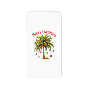 Merry Christmas Palm Tree Light Hawaiian Tropical  Label