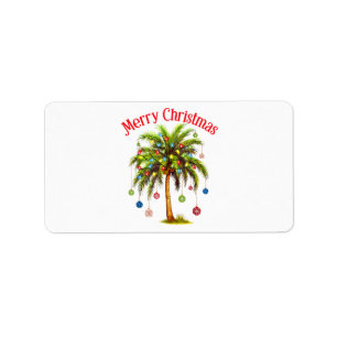 Merry Christmas Palm Tree Light Hawaiian Tropical  Label