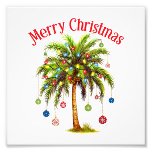 Merry Christmas Palm Tree Light Hawaiian Tropical  Photo Print