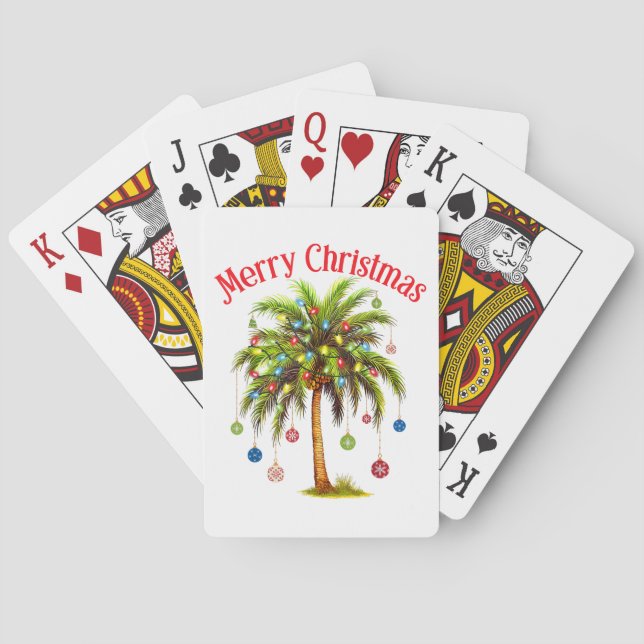Merry Christmas Palm Tree Light Hawaiian Tropical  Playing Cards (Back)