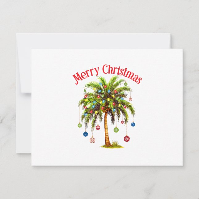 Merry Christmas Palm Tree Light Hawaiian Tropical  RSVP Card (Front)
