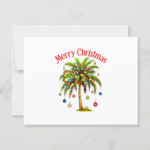 Merry Christmas Palm Tree Light Hawaiian Tropical RSVP Card