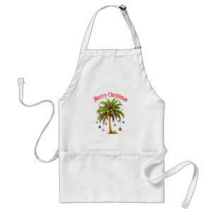 Merry Christmas Palm Tree Light Hawaiian Tropical Standard Apron