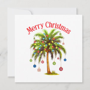 Merry Christmas Palm Tree Light Hawaiian Tropical  Thank You Card