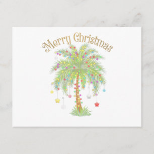 Merry Christmas Palm Tree Light New Year Tropical Enclosure Card