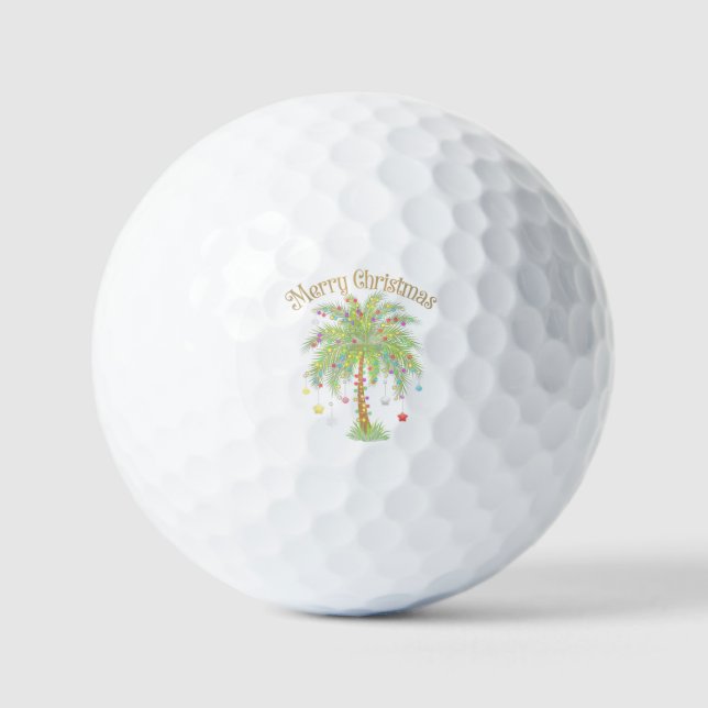 Merry Christmas Palm Tree Light New Year Tropical  Golf Balls (Front)