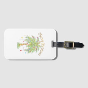 Merry Christmas Palm Tree Light New Year Tropical Luggage Tag