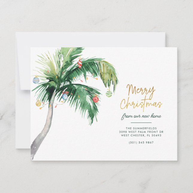 Merry Christmas Palm Tree Moving Announcement (Front)