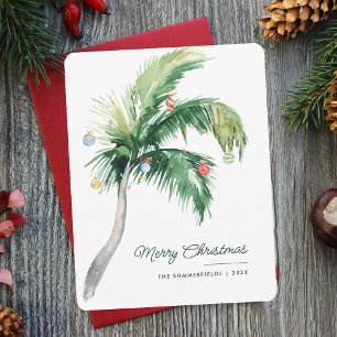 Merry Christmas Palm Tree Tropical Coast Card