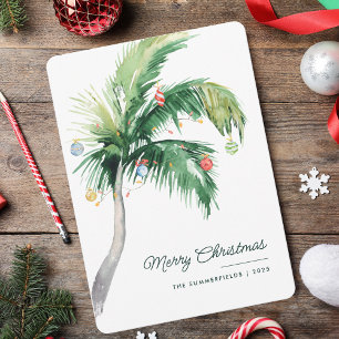 Merry Christmas Palm Tree Tropical Coast Holiday Card