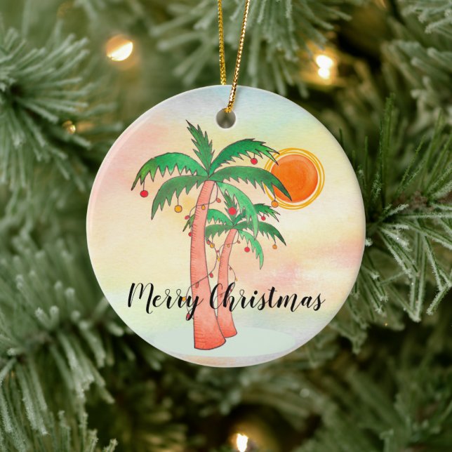 Merry Christmas Palm Trees Colourful Ornament (Tree)