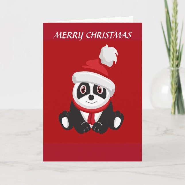 Merry Christmas Panda Bear Holiday Card (Front)