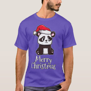 Merry Christmas Panda Bear Santas Hat Panda T-Shirt