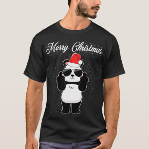 Merry Christmas Panda Middle Finger Rude Xmas Ugly T-Shirt
